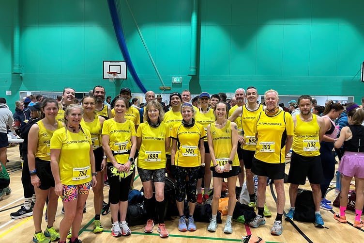Alton Runners line up for a team photo at the Gosport half marathon