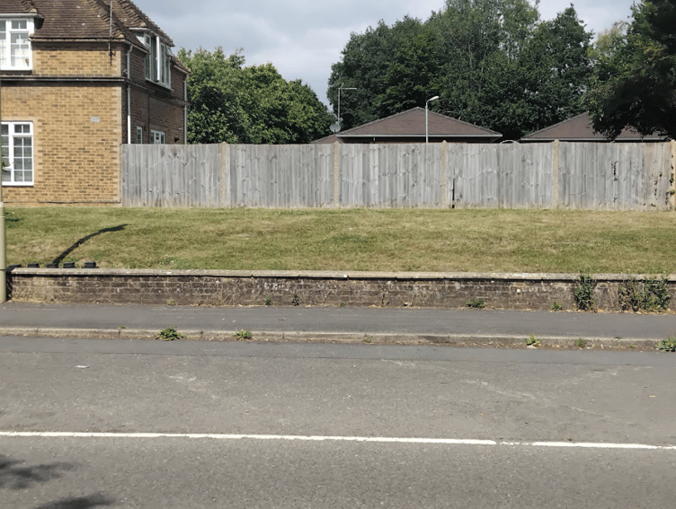 Site of proposed memorial to Treloar's infected blood scandal victims, London Road, Holybourne, November 2025.