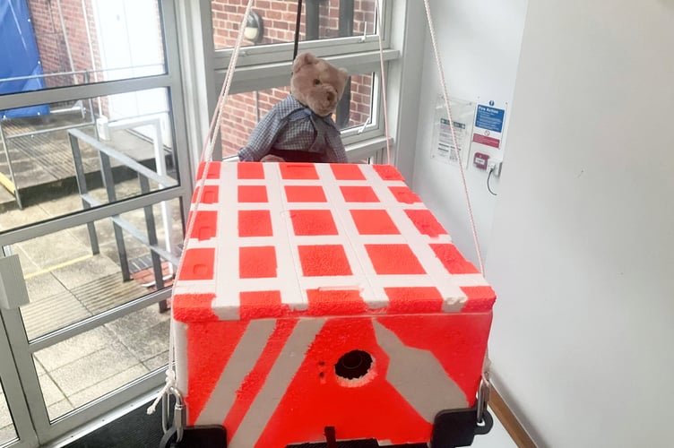 Balloon payload.  Bradfield Bear was launched into space by students of Walhampton School in Hampshire's New Forest. //  A school is desperately searching for the mascot bear that it launched into space on camera in a school project. Students at Walhampton School in Hampshire's New Forest teamed up with Southampton University to send their respective mascots into the 27km high into the sky for a science project. The mission was a roaring success, as schoolkids watched on amazed as Bradfield Bear soared above the clouds. However, Bradfield - along with the University of Southampton mascot Bill the Badger - encountered more turbulence than they'd bargained for. Both fell back down to Earth miles away from where they set off, and are still yet to be found. Walhampton School is now appealing for help in finding Bradfield and returning him to the school to recount his journey. 