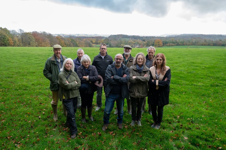 Angry locals opposing the proposed planning of houses in Alton, Hampshire 7th November 2025. // Villagers living in 'Jane Austen country' fear their rolling countryside could be covered in 20,000 new homes - but have vowed to fight back. Locals in East Hampshire are worried the green fields that inspired Pride & Prejudice could be 'concreted over' so Labour housing targets can be met. This is not the first time the land has been earmarked for development - with residents previously seeing off plans for 1,200 houses on Chawton Park in 2021, and objecting to a public consultation in 2024. A recently published Land Availability Assessment shows many patches earmarked as potentials for development across the East Hampshire District Council (EHDC) area