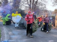Villagers get running down that hill in Ewshot Christmas Tree Run