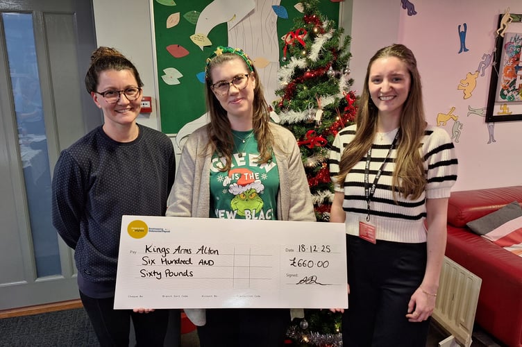Bookkeeping company Mascolo & Styles donated £660 to The Kings Arms youth project in Alton on December 18th 2025.