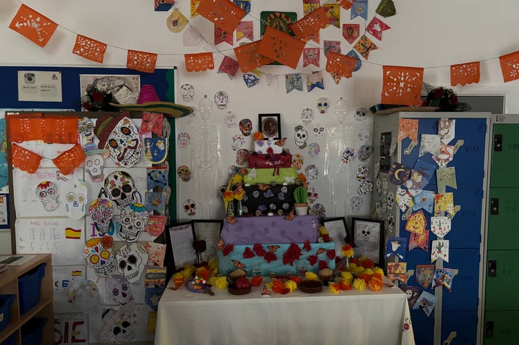 The Día de Muertos altar at Perins School in Alresford, November 1st and 2nd 2025.