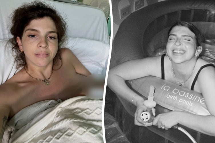 Geo James. A woman who almost died during childbirth has revealed that she still thinks home births can be the safest option. Geo James, 32, decided to birth her children at home, after reading about how calm and relaxing they can be, compared with hospital births.  The mum of three, who works in social media marketing, had two very smooth home births, and planned to give birth at home again for her third child. However, soon after she got the birthing pool down from the loft, Geoâs placenta abrupted, leading her to be rushed to the hospital to have an emergency caesarean. 
