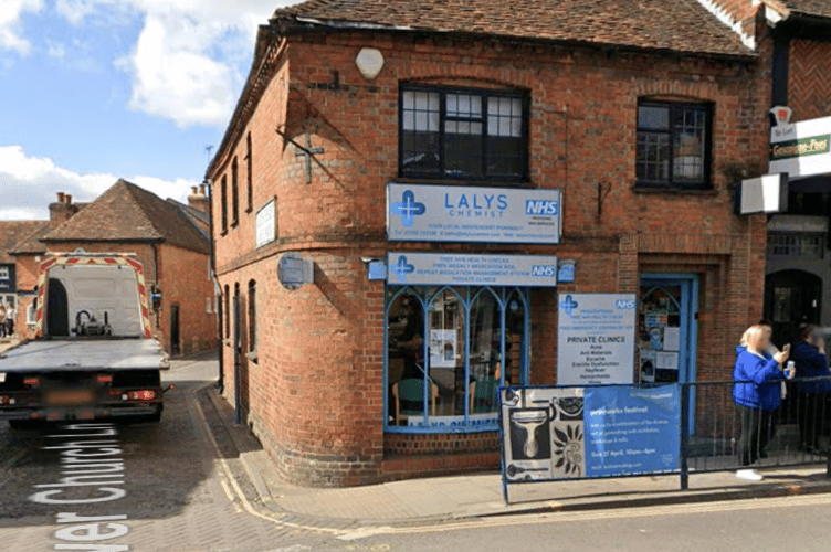 The Laly's Chemist building on Downing Street, Farnham.