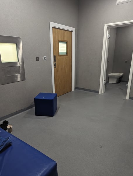 View of hospital detention room. Approved for use by resident.