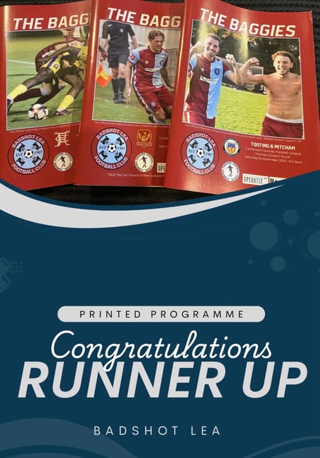 Badshot Lea's programme was named Non-League Printed Programme of the Year runner-up