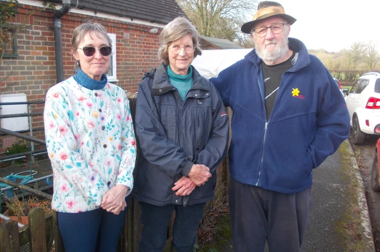 From left: Melody King, Jenny Reynolds and Tony Bicknell, Goslings Croft, Selborne, February 9th 2026. 