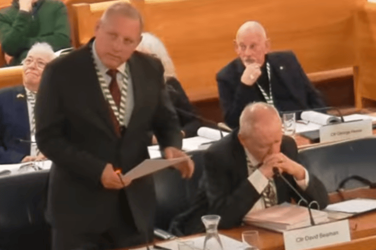 Cllr George Murray speaking at Waverley Borough Council's Budget meeting.