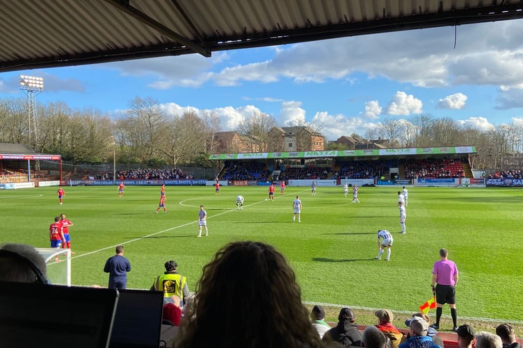 Action from Aldershot Town's National League game against Rochdale