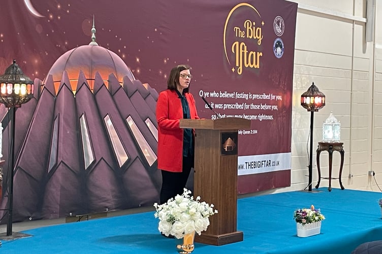 Aldershot MP Alex Baker addresses the Big Iftar 2026.