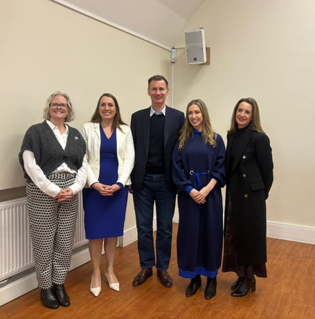 From left to right, local campaigner Gemma Taylor, GP Susie Davies, MP Jeremy Hunt, MP Laura Trott and Cllr Jane Austin at the public meeting about social media and smart phones in Godalming.
