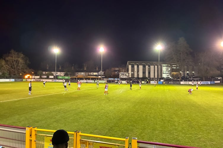 Action from Farnham Town's Southern League Premier South match against Dorchester Town
