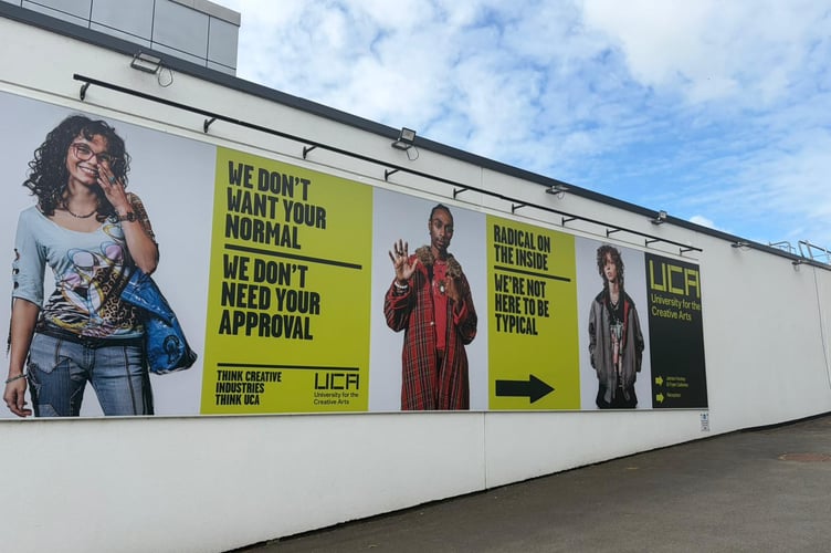 The entrance to the University for Creative Arts in Farnham.