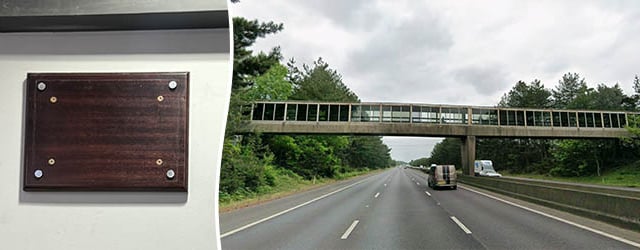 Scott Mills bridge plaque removed from M3 bridge after BBC axe