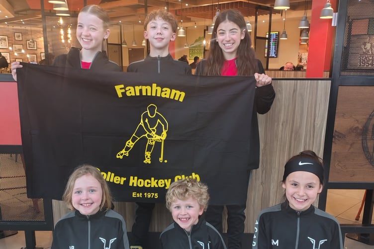 Some of the Farnham contingent at London Stansted Airport before their flight