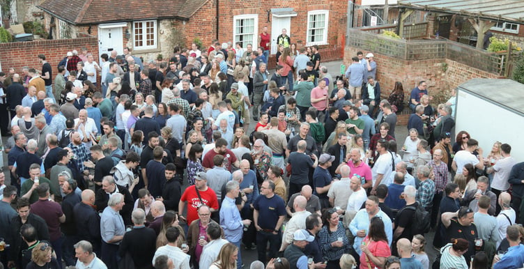 Guests enjoying the fine weather and even finer ales at Farnham Beerex 2026.