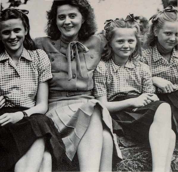 Odette Hallowes with daughters (left to right) Francoise, Marianne, and Lili.