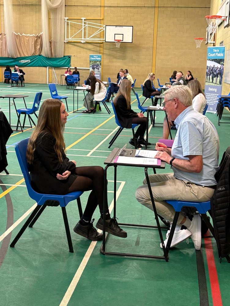 Mock job interviews underway in Court Fields School, Wellington, to give pupils a real experience of what it is like.