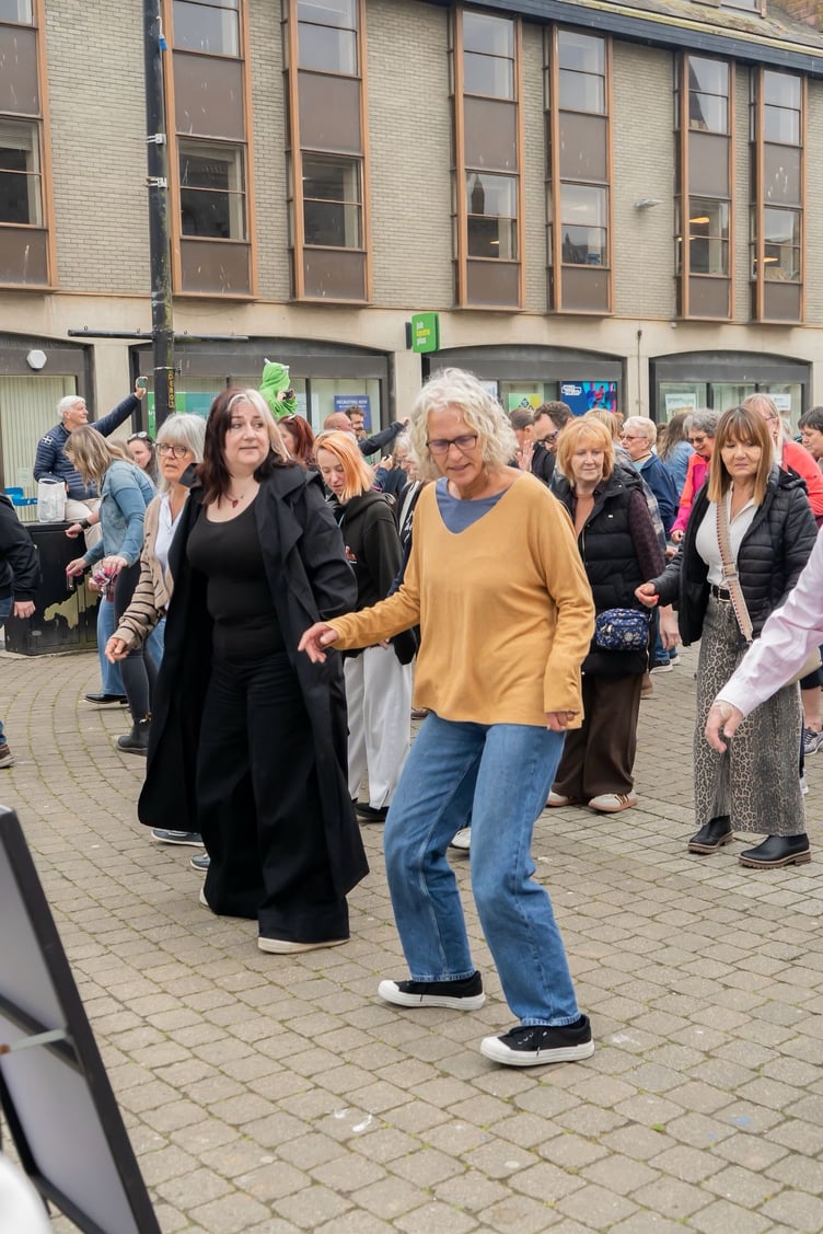 Line dancing on Truro's Lemon Quay (Picture: Hayley Bennett)