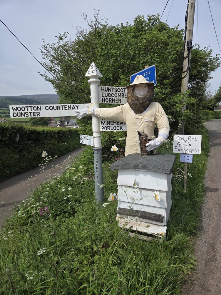 Peter Stenner's scarecrow 'Bert, the Beekeeper' won the most sustainable entry in the Wootton Courtenay event at the weekend. PHOTO: Ruth Walker.