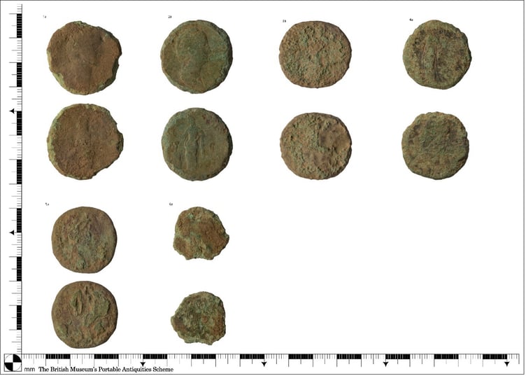 Roman copper-alloy coin hoard number 1a-6a.