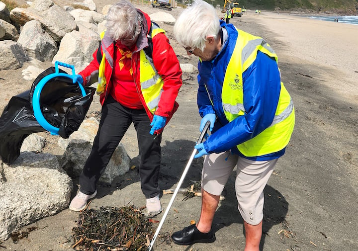 Litter was cleared from the beach at Pentewan Sands in St Austell Bay.