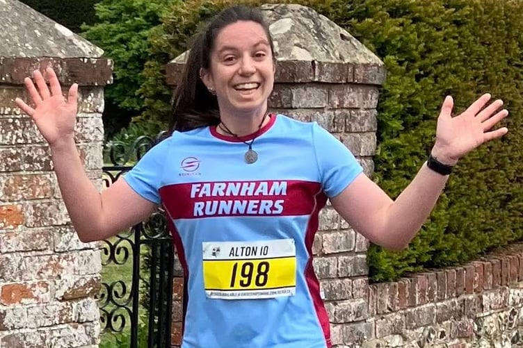 Abigail Harrington in her first race in Farnham colours