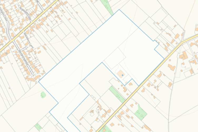 Site of proposed housing estate at New Barn Farm, Alton Lane, Four Marks, May 2026.