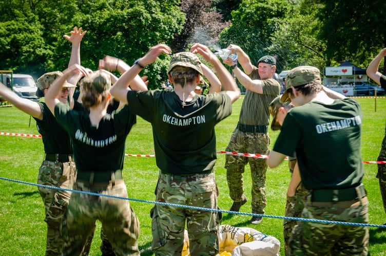 A spraydown for the cadets in preparation for the duck race.