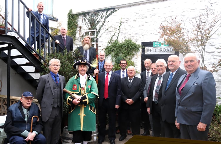 Town crier David Milton with fellow members of Watchet Court Leet.
