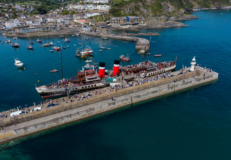 Crowds flocked to see the world’s last seagoing paddle steamer at Mevagissey. (Picture: Paul Williams)