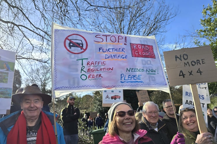 A recent demonstration against the use of the River Meon by off road vehicles.