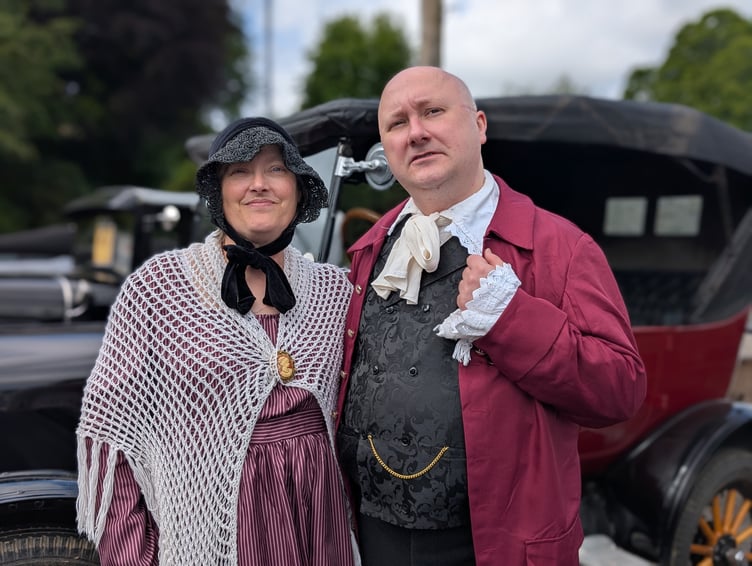 Richard Trevithick and Mrs Jane Trevithick 'join in' the day's fun marking 40 years of Bodmin Railway. (Picture: White Ladder Creative)