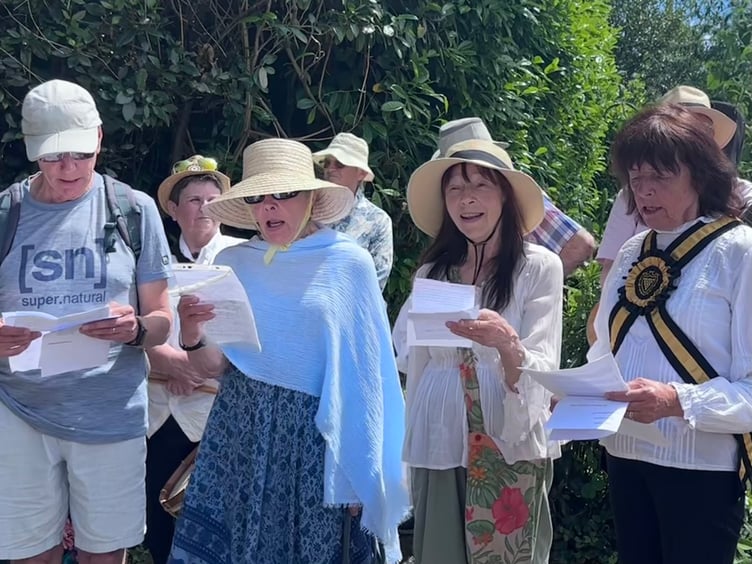 Singing was part of the well dressing event in the village of Tywardreath.