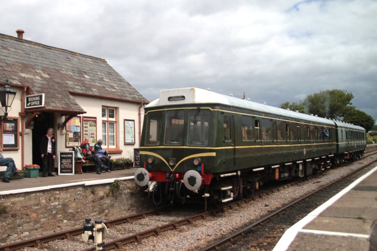 One of a host of West Somerset Railway gala diesel trains pulls into Blue Anchor Station. PHOTO: George Ody.