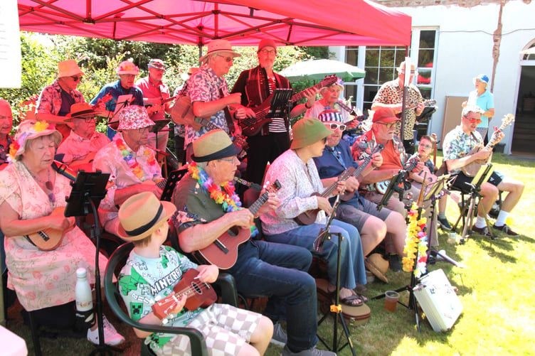 Taunton Ukulele Band playing at Sampford Brett's annual village fete. PHOTO: George Ody.