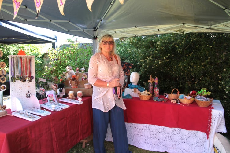 Debbie Doyle displays her craftwork at Sampford Brett village fete. PHOTO: George Ody.