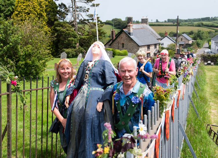 A procession from the River Pulham to celebrate the life of King Harold's mother Gytha Thorkelsdottir preceded Brompton Regis villagers marking the 25th anniversary of their Millennium Green. PHOTO: Dale Cherry.