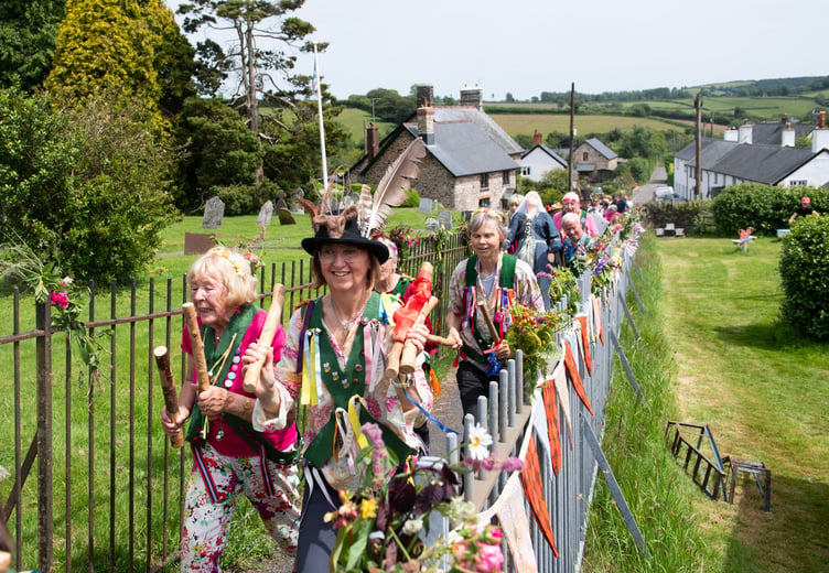 A Morris-style procession saw Brompton Regis villagers walk from the River Pulham to the Millennium Green to celebrate 25 years of community ownership. PHOTO: Dale Cherry.