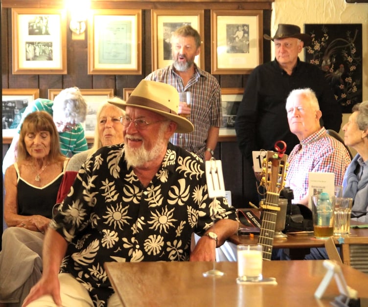 Folk festival goers enjoy the 'American Session' in the Butchers Arms pub, Carhampton. PHOTO: George Ody.