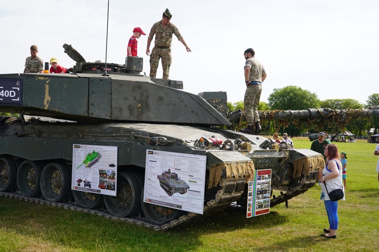 Checking out a tank at Armed Forces Day in Aldershot.