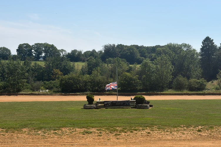 Flag flying at half mast at the Tongham Motor Club track near Alton.