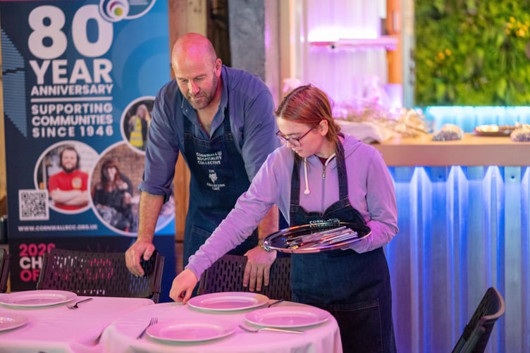 Laying the table with Mark Lewin for the CRCC 80th anniversary banquet (Picture: Perran Tremewan/CRCC)