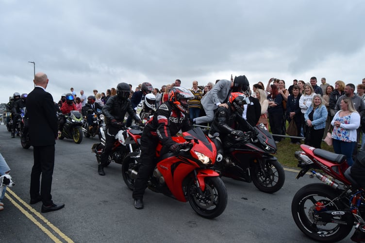 Some pupils arrived on motorcycles for the prom in Newquay.