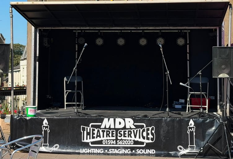 The main stage by the clock tower in Coleford