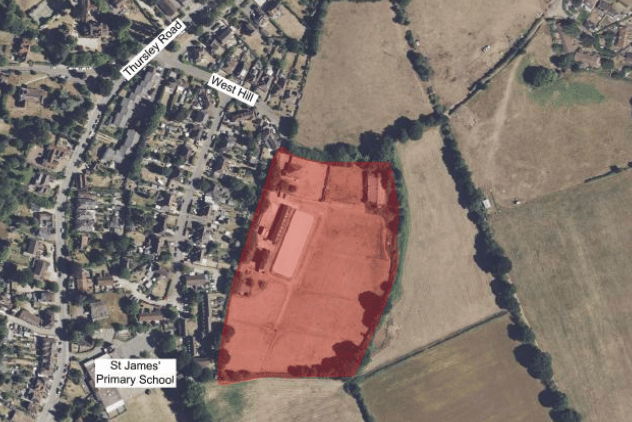 The site of the proposed homes and GP surgery development in Elstead.