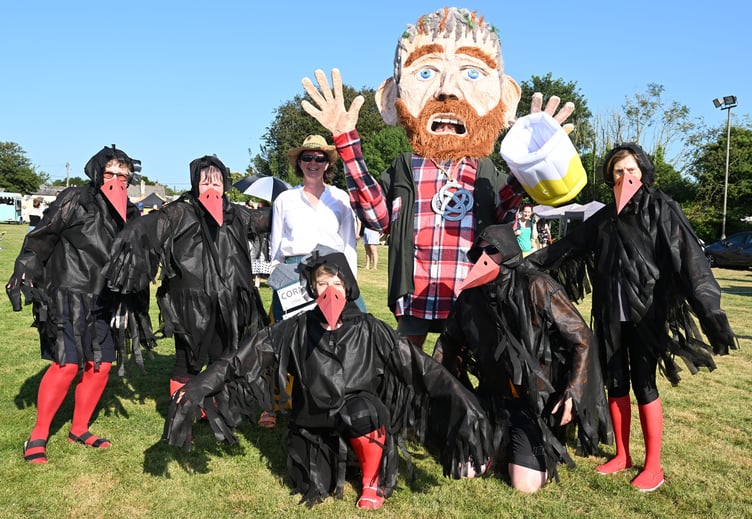 Members of the St Tudy Historical Society with " Cormoran, Cormelian and the Choughs" (Picture: Adrian Jasper)