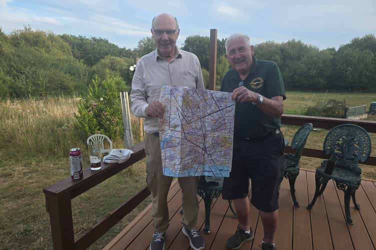 Clive Thomas and Martin Hollowell and their route map for their 600km+ journey
