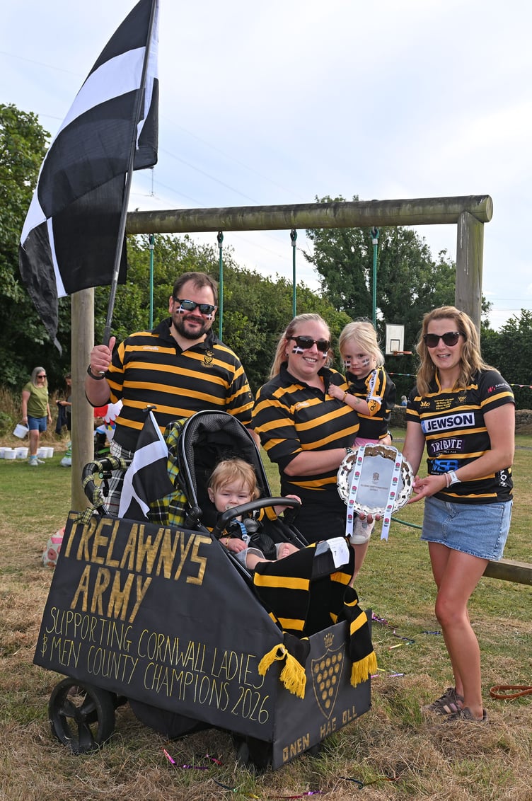 The Schofield family and Amy Warman showing off her winners plate with "Trelawny's Army" (Picture: Adrian Jasper)